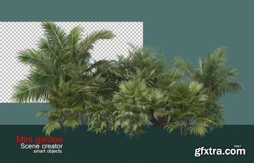 A small garden with many trees and plants 03 Premium Psd