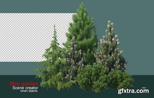 A small garden with many trees and plants 04 Premium Psd