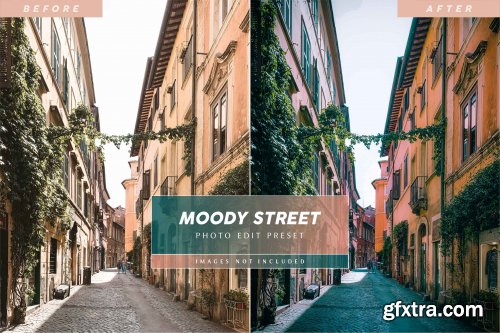 Editable moody street preset for photo edits