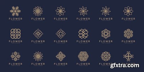  Floral ornament logo and icon set. Premium Vector