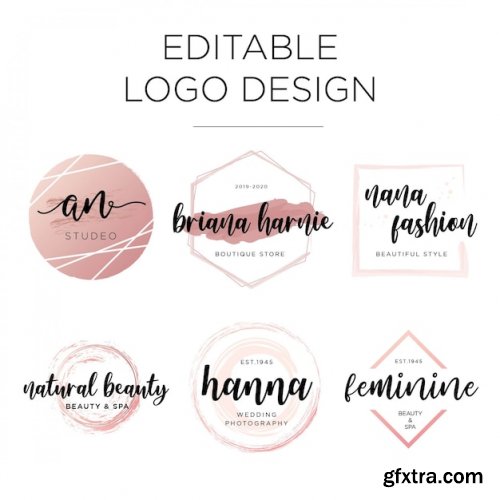  Editable feminine logo design template Premium Vector