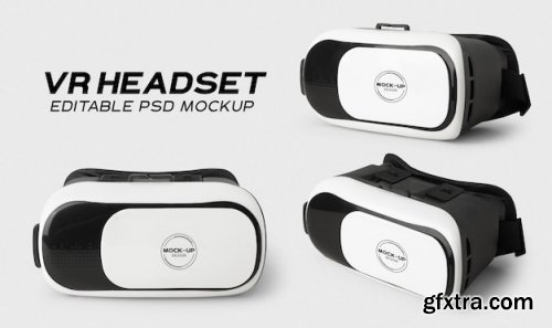 Realistic white virtual reality headset mockup