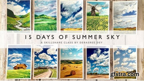  15 Days of Summer Sky Landscapes - Acrylic Paintings for Beginners