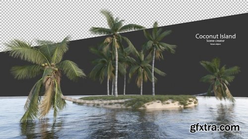 Coconut tree in 3d rendering