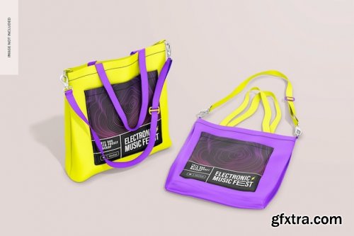 Tote bags with pocket mockup
