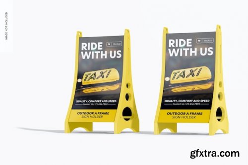 Outdoor a-frame sign holders mockups