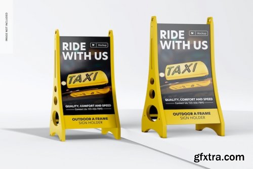 Outdoor a-frame sign holders mockups