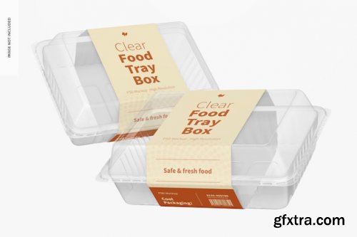 Clear food tray boxes mockups