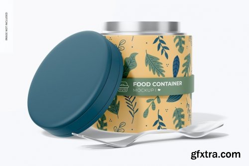 Plastic food container with lid mockup