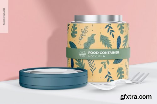 Plastic food container with lid mockup