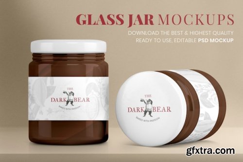 Glass jar mockup psd, food product packaging and branding