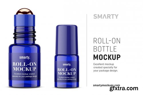 CreativeMarket - Blue roll-on bottle mockup 4706986