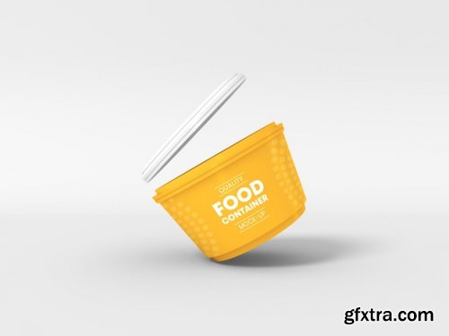 Plastic food delivery container with sleeve mockup