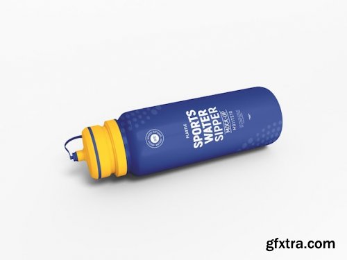 Glossy plastic sports water bottle mockup