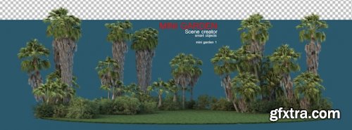 Palm tree in small garden Premium Psd