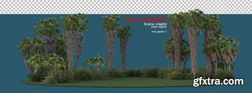 Palm tree in small garden Premium Psd