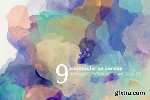 CreativeMarket - Watercolor on Canvas ProCreate Brush Set