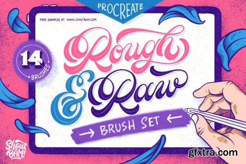 CreativeMarket - Rough & Raw Procreate Brush Set 3761365