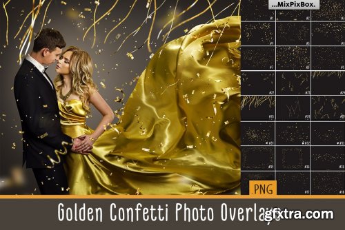 CreativeMarket - Golden Confetti Photo Overlays 3419663