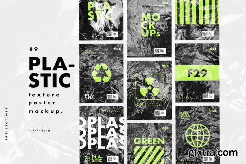 CreativeMarket - 9 Plastic Warp Poster Mockup 4430824