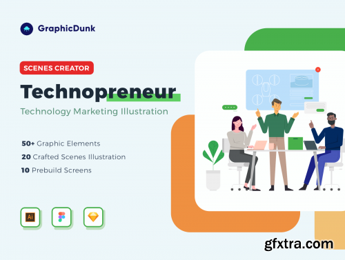 Graphicdunk - Technopreneur Illustration Scene Creator