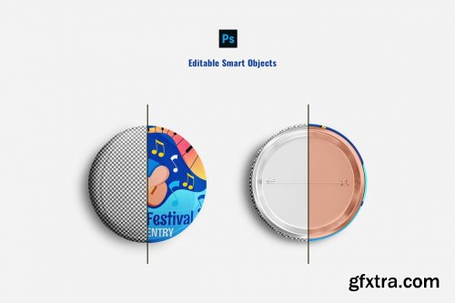 CreativeMarket - Glossy Round Pin Badge Set Mockup 7149012  