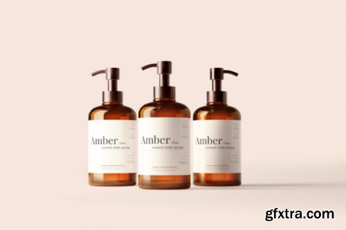 Amber Glass Pump Bottle Mockups 7150843