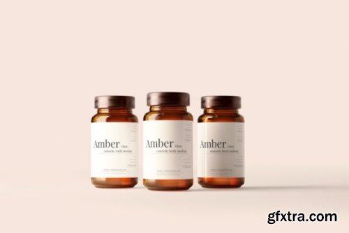 Amber Glass Jar / Bottle Mockups 7150842