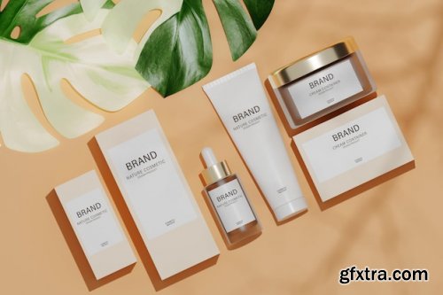 3d illustration of blank cosmetic container mockups