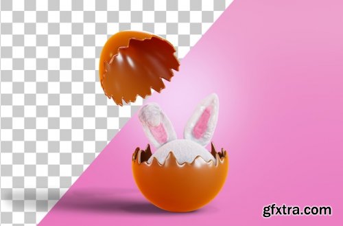 Broken egg and rabbit ears 3d