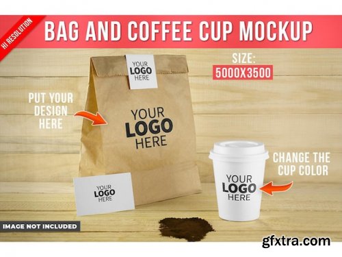 Kraft paper bag and coffee cup