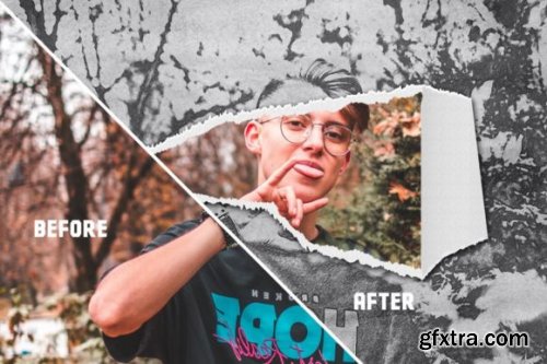 Torn Paper Sketch Photo Effect Psd