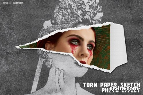 Torn Paper Sketch Photo Effect Psd