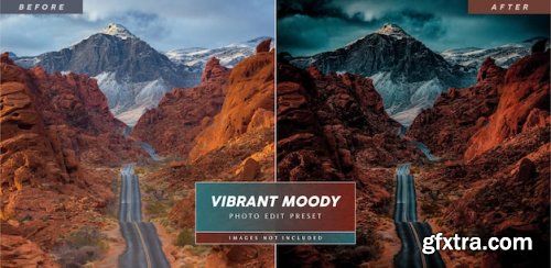 Editable vibrant moody photo preset for landscape photography 