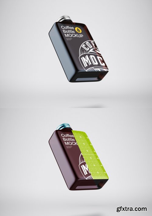 Flat cold coffee bottle mockup