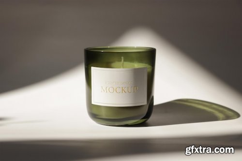 Glass candle label mockup