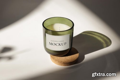 Glass candle label mockup