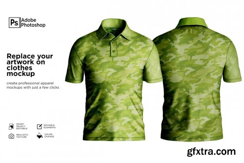 CreativeMarket - Polo T-Shirt Short Sleeve Mockup 7156086