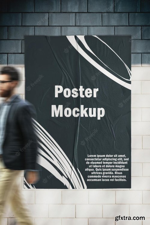 Wrinkle paper mockup on wall 