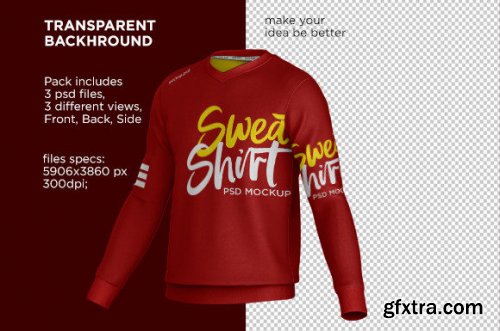 Sweatshirt V-neck Long Sleeve Mockup