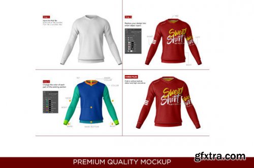 Sweatshirt V-neck Long Sleeve Mockup