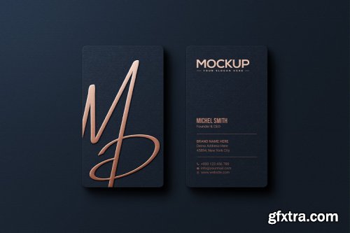 CreativeMarket - 20 Gold Foil Business Card Mockup 7096458