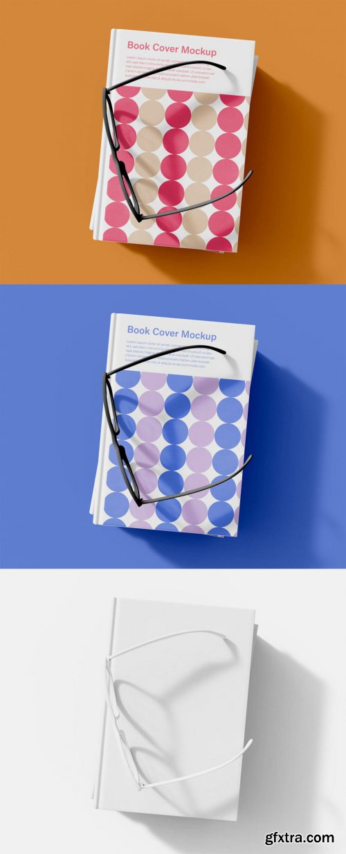 Top View of Book Cover with Glasses Mockup