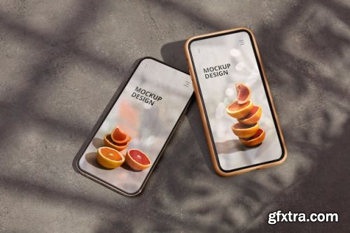 Phone on concrete wall Mockup