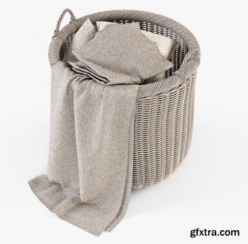 Basket with linen 007 brown color