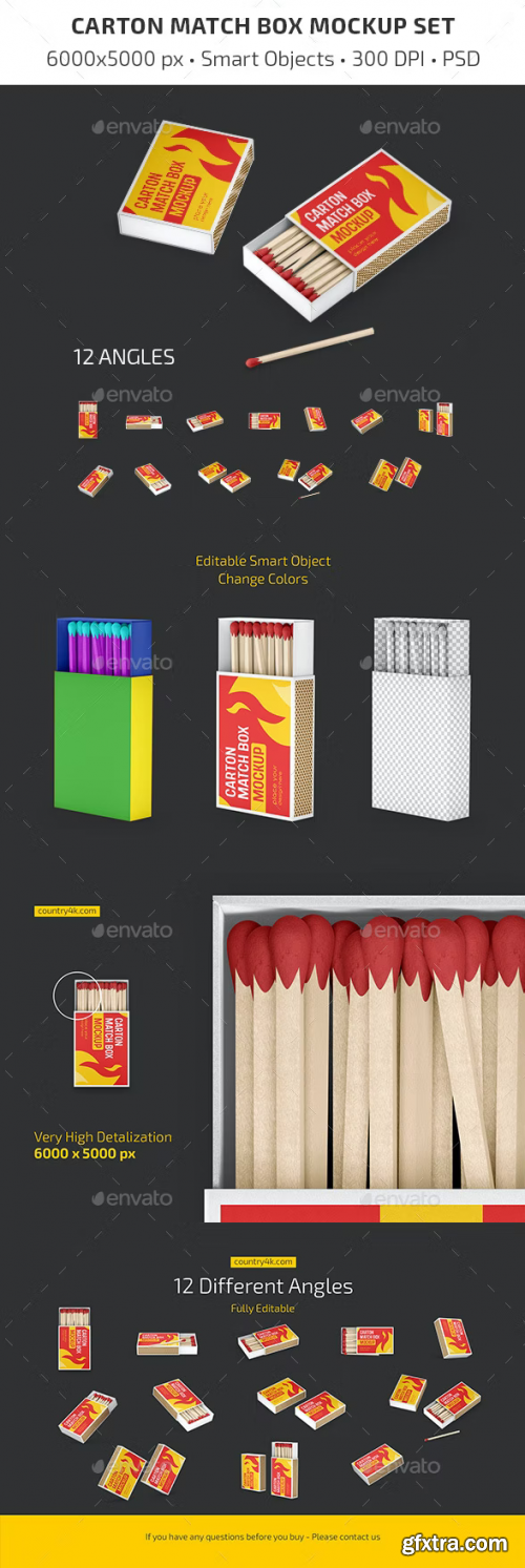 GraphicRiver - Carton Match Box Mockup Set 37304633