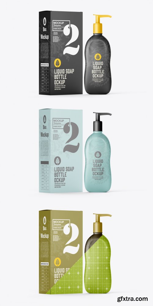 Matte Soap Bottle with Box Mockup 467446186