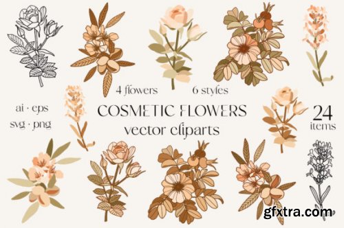 Cosmetic Flowers Vector Clipart