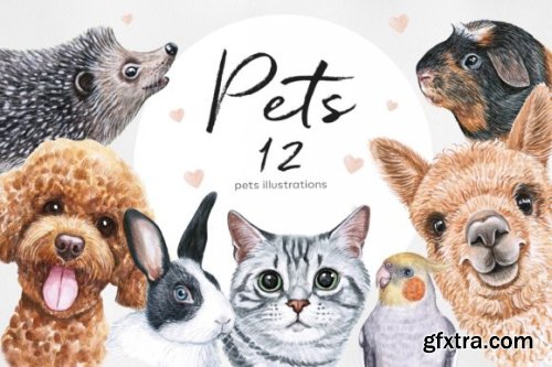 Watercolor Set Cute PET Illustrations