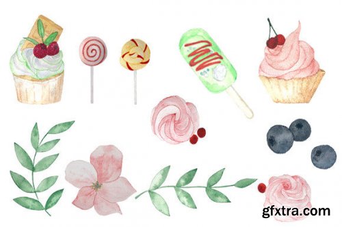 Watercolor Sweet Cake Clipart